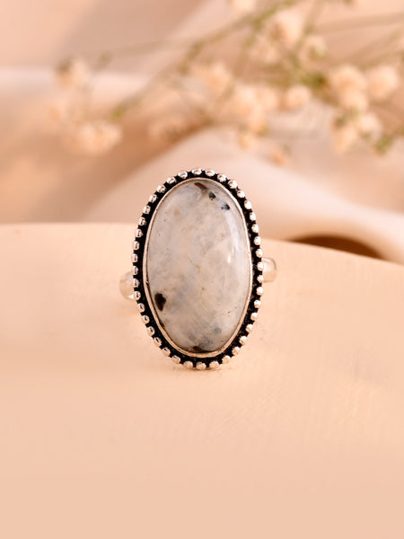 NATURAL RAINBOW MOONSTONE  RING 100% Natural Gemstone