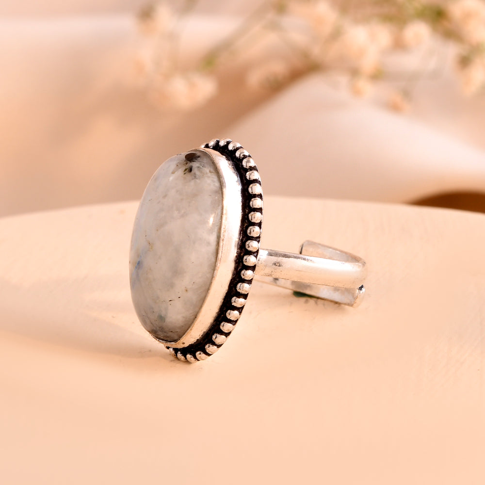 NATURAL RAINBOW MOONSTONE  RING 100% Natural Gemstone