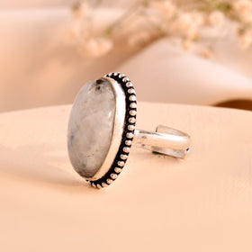 NATURAL RAINBOW MOONSTONE  RING 100% Natural Gemstone