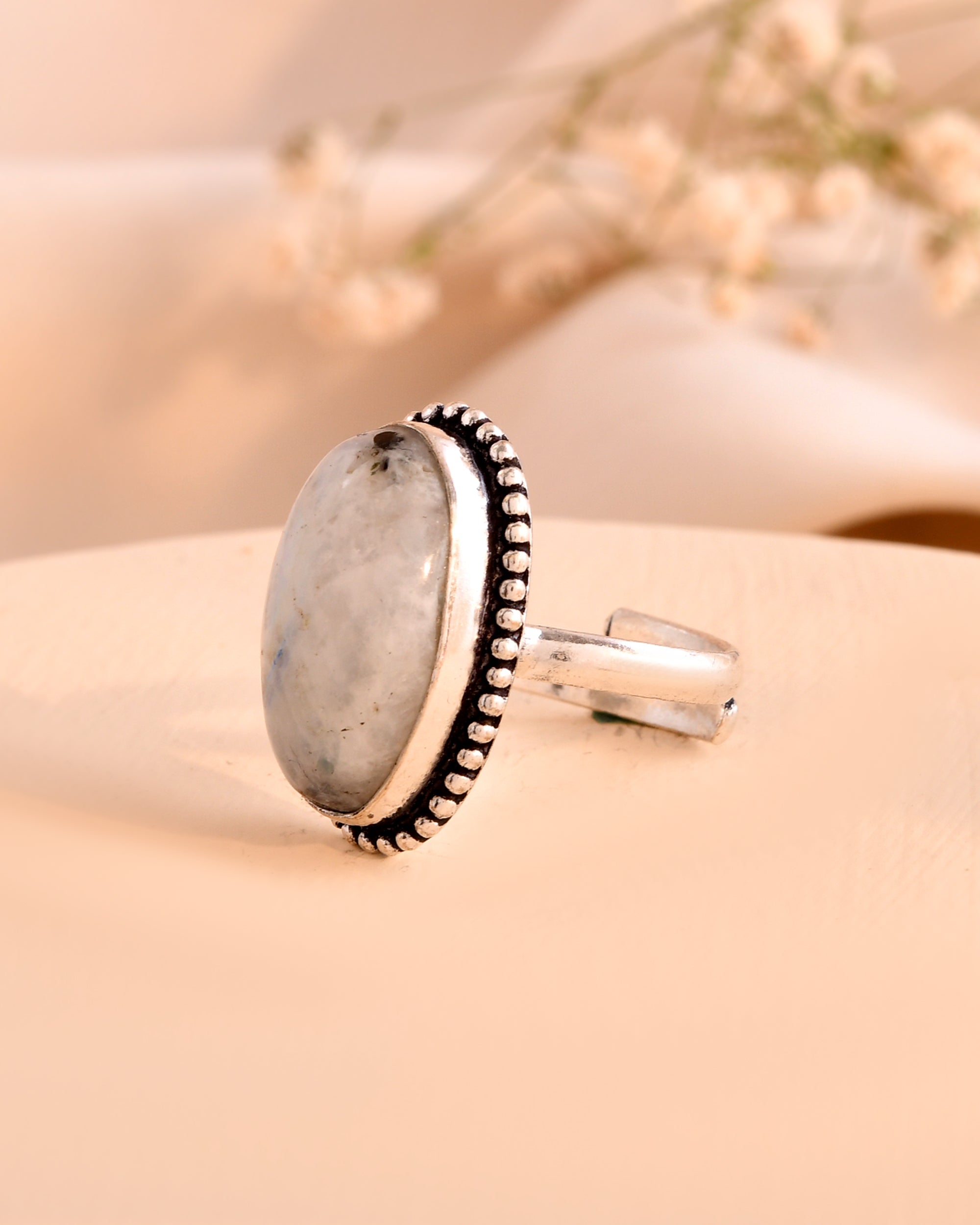 NATURAL RAINBOW MOONSTONE  RING 100% Natural Gemstone
