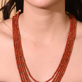 Natural Red Jasper Beaded Necklace (With Certificate)
