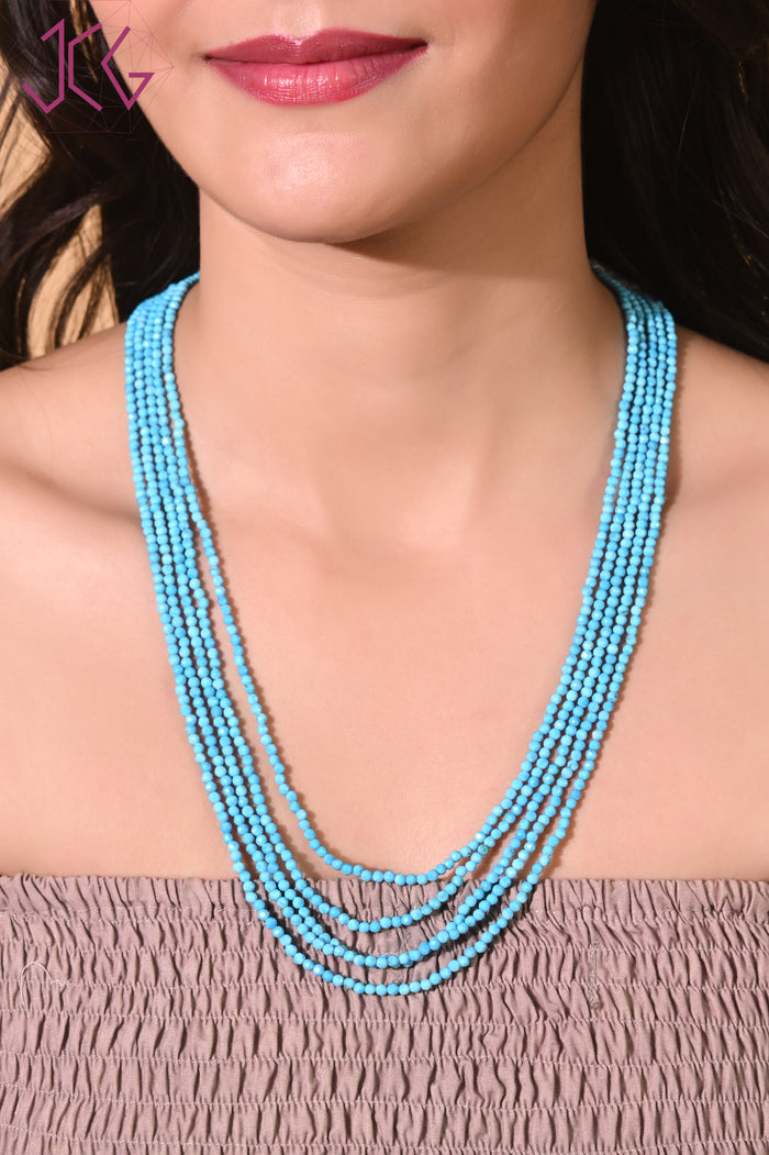 Natural Blue Turquoise Beaded Necklace
