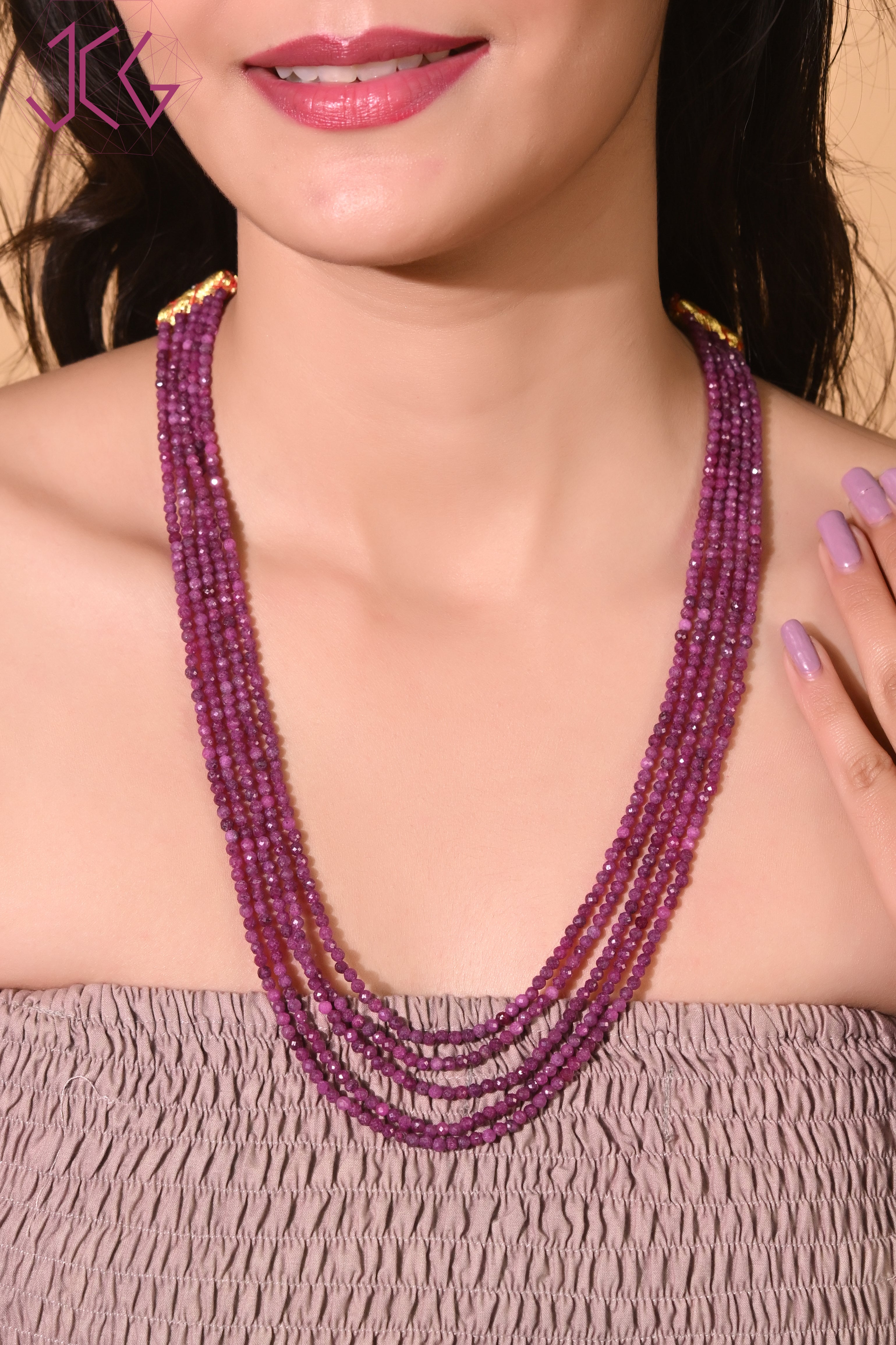 Natural Ruby Beaded Necklace (With Certificate)
