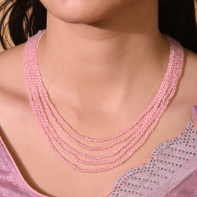 Natural Rose Quartz Necklace (With Certificate)