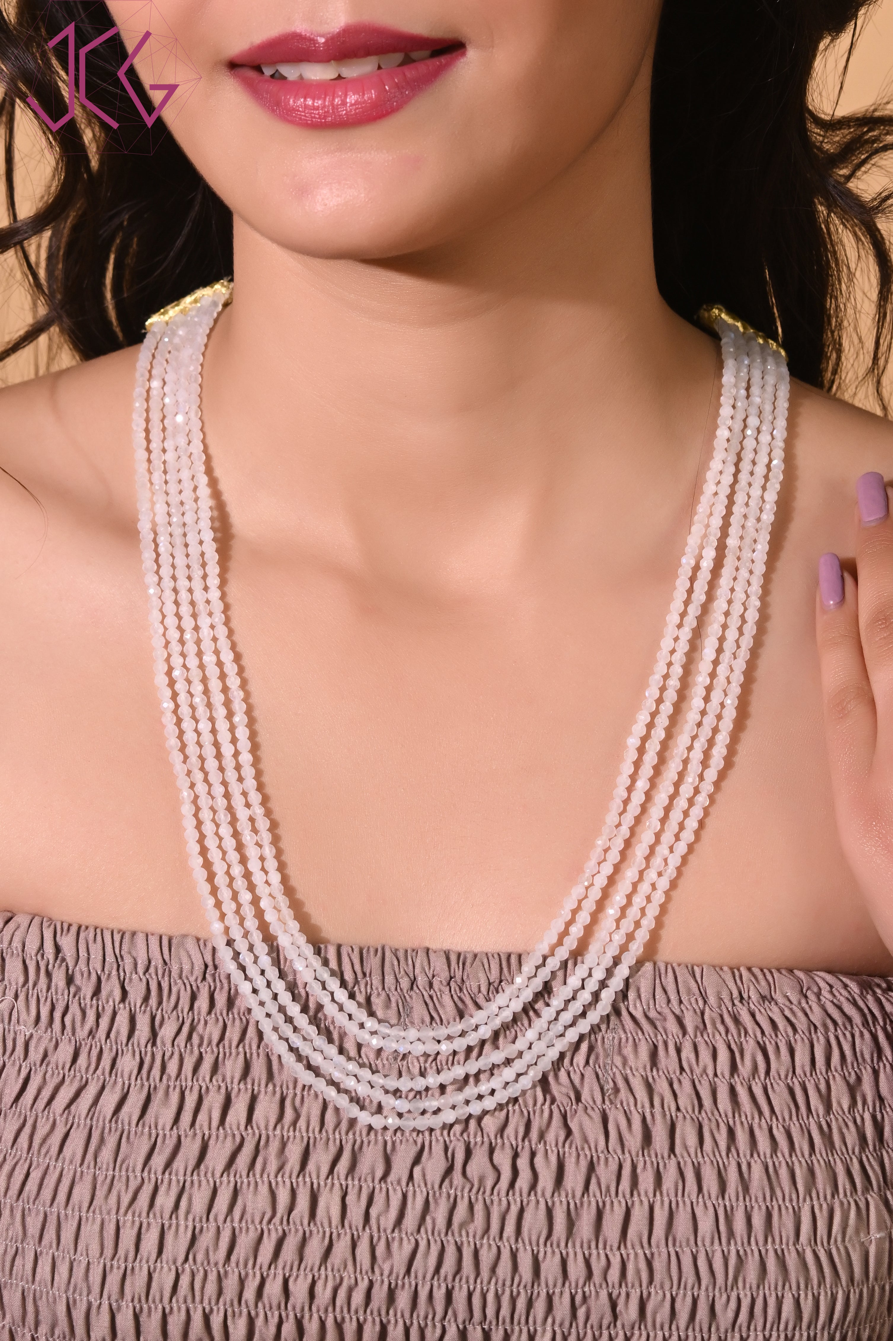 Natural Moonstone Beaded Necklace (With Certificate)