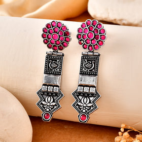 Rangilo Dandiya White Metal Earrings