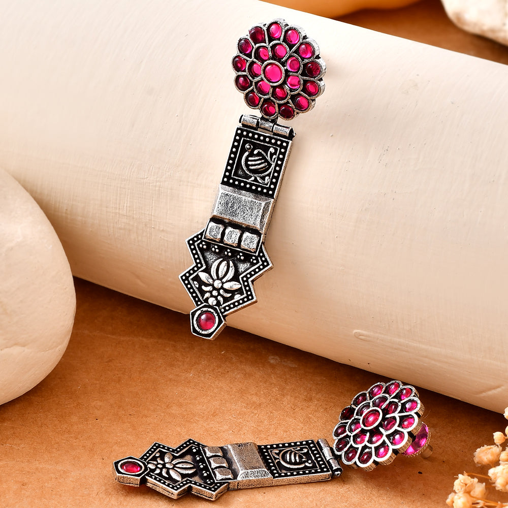Rangilo Dandiya White Metal Earrings