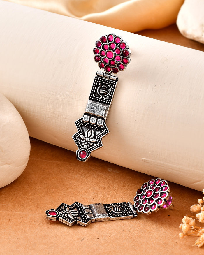 Rangilo Dandiya White Metal Earrings