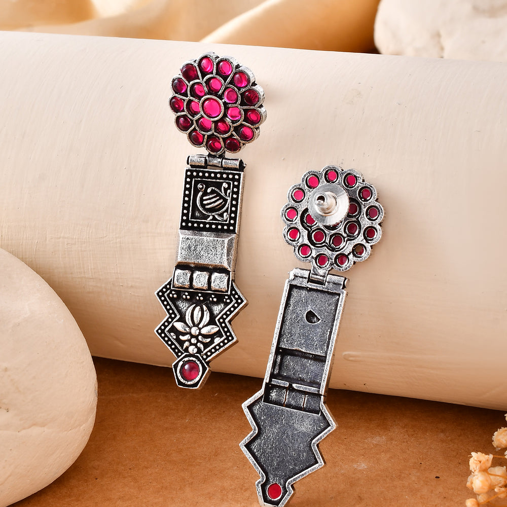 Rangilo Dandiya White Metal Earrings