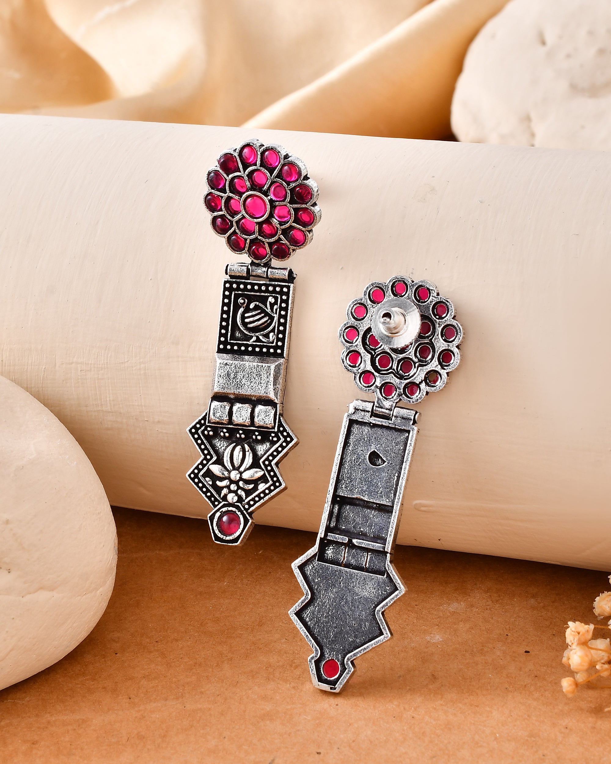 Rangilo Dandiya White Metal Earrings