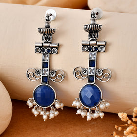Neelam Raas Dandiya White Metal Earrings