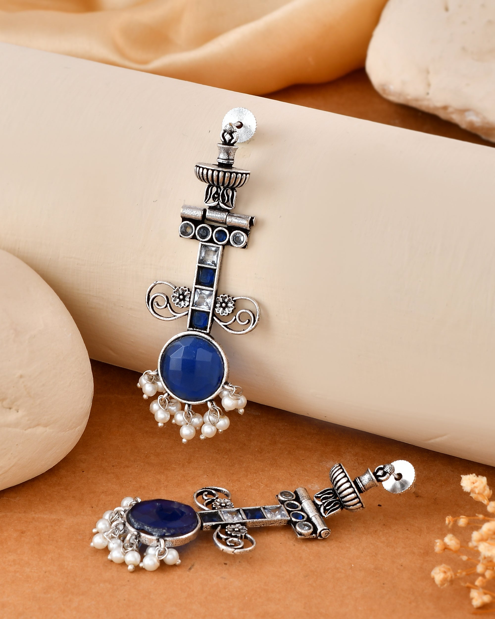 Neelam Raas Dandiya White Metal Earrings