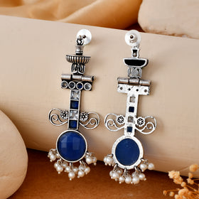 Neelam Raas Dandiya White Metal Earrings
