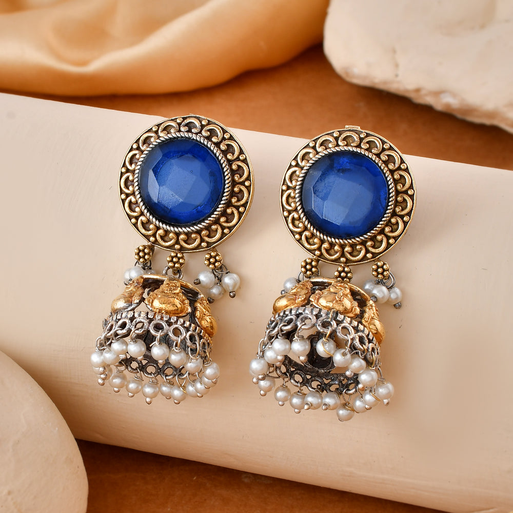 Neel Jhumka Dandiya White Metal Earrings