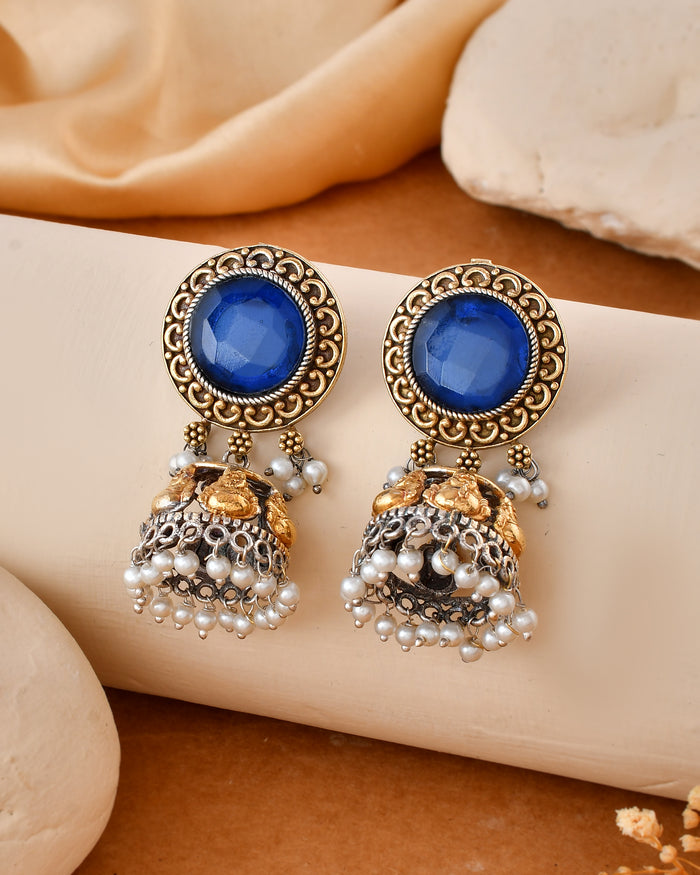 Neel Jhumka Dandiya White Metal Earrings
