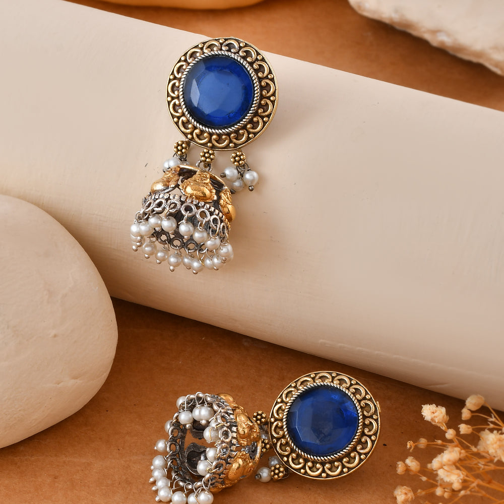 Neel Jhumka Dandiya White Metal Earrings