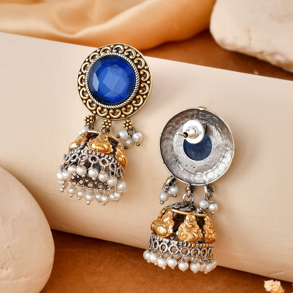 Neel Jhumka Dandiya White Metal Earrings