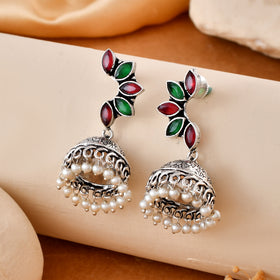 Rangili Jhumka Dandiya White Metal Earrings