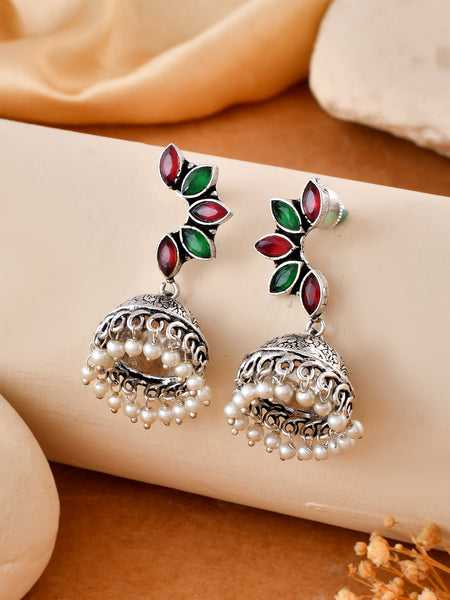 Rangili Jhumka Dandiya White Metal Earrings