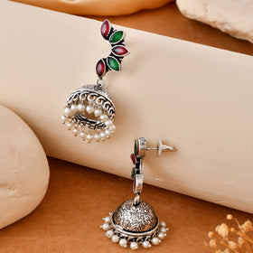 Rangili Jhumka Dandiya White Metal Earrings