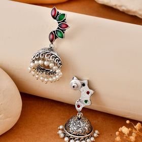 Rangili Jhumka Dandiya White Metal Earrings