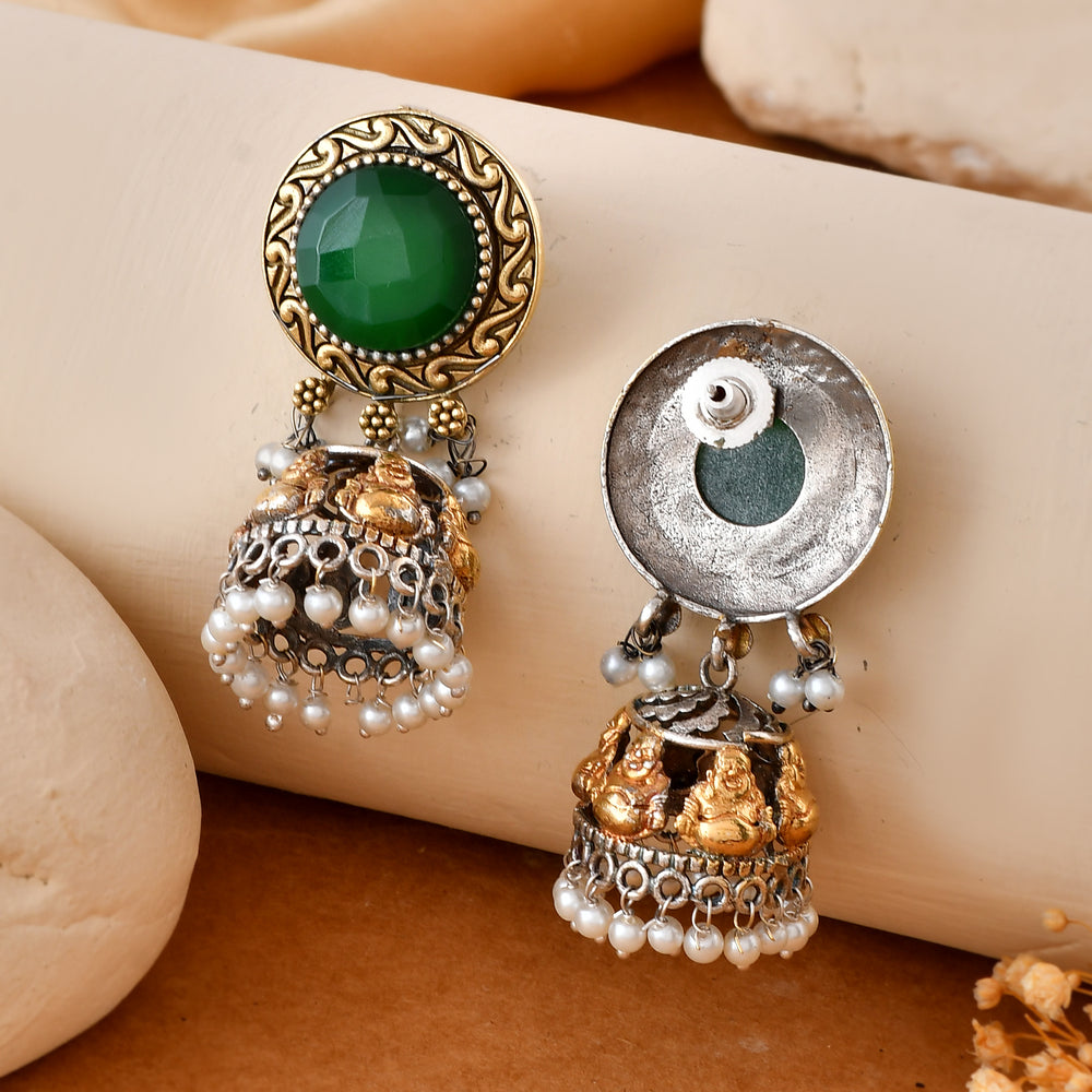 Green Stone Dandiya Jhumka Earrings