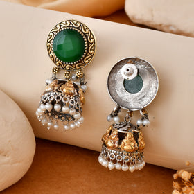Green Stone Dandiya Jhumka Earrings