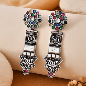 Vibrant Navratna Dandiya Earrings