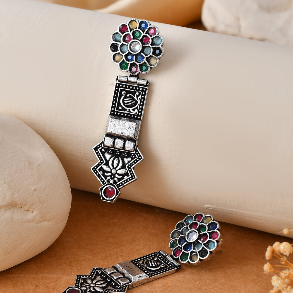 Vibrant Navratna Dandiya Earrings