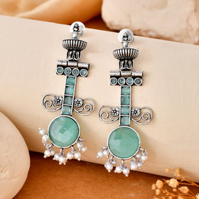 Mint Aura Dandiya Earrings