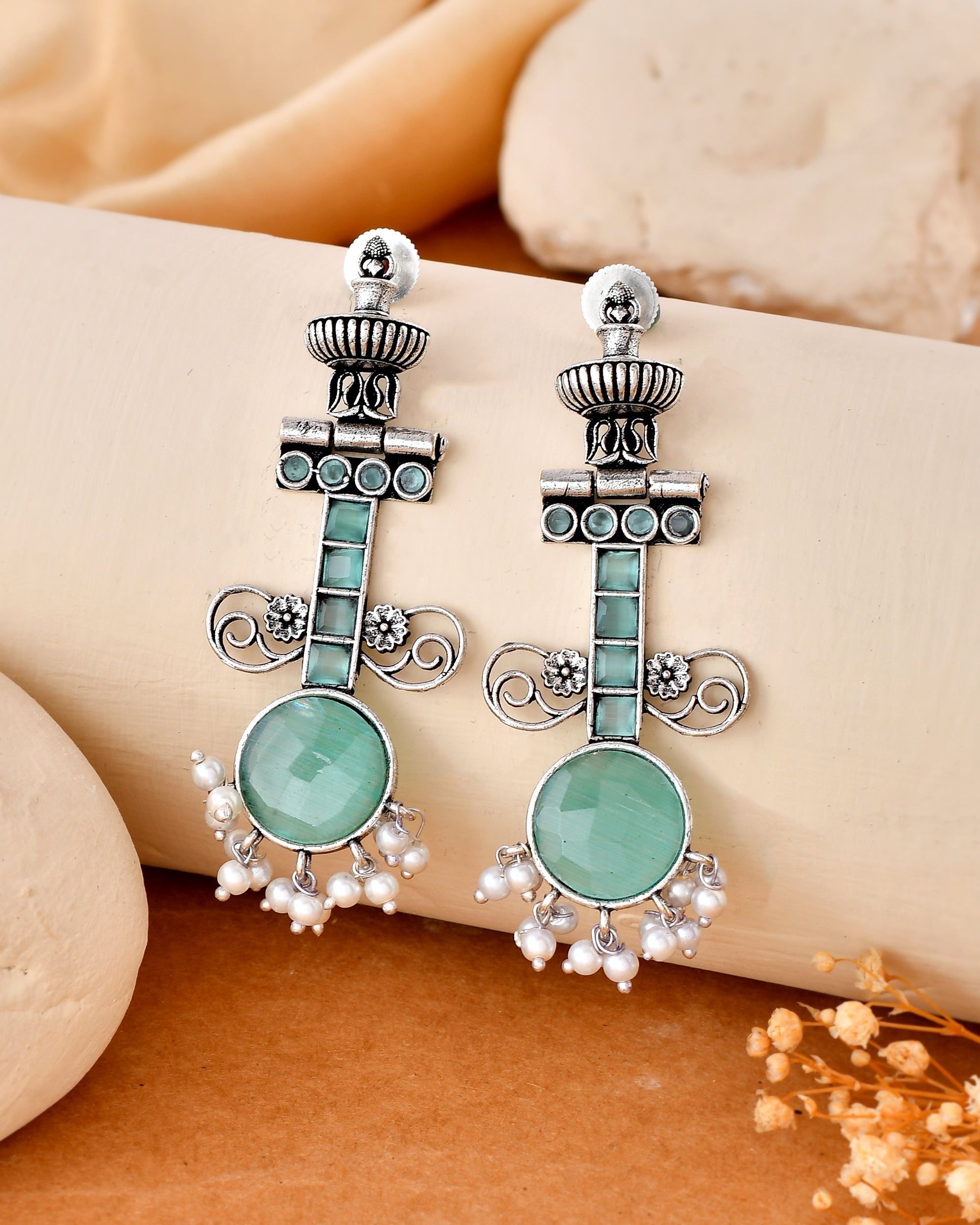 Mint Aura Dandiya Earrings