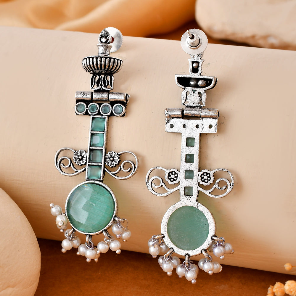 Mint Aura Dandiya Earrings