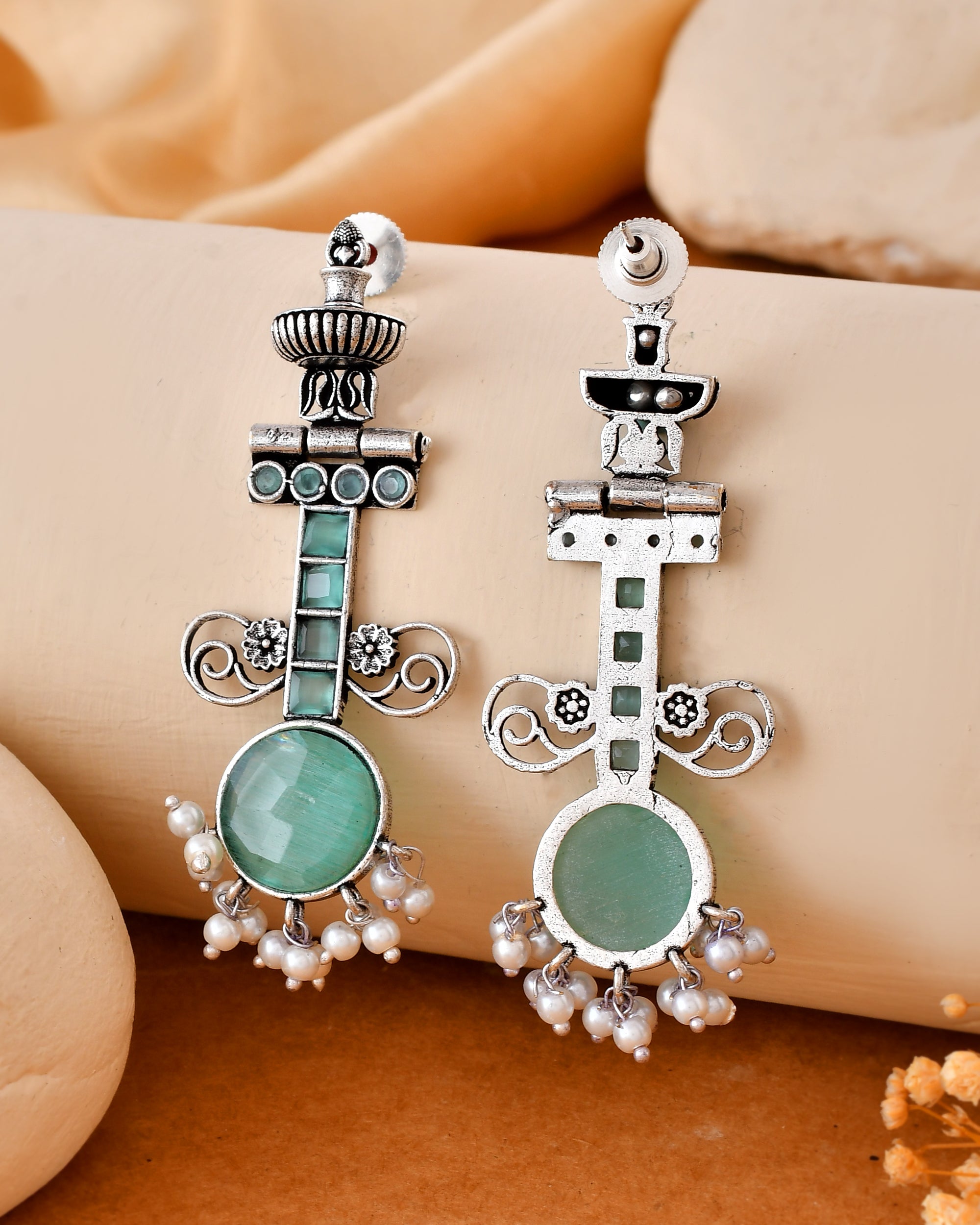 Mint Aura Dandiya Earrings