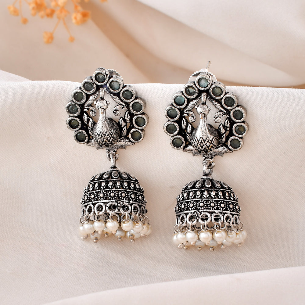 Peacock Grace Dandiya Jhumka Earrings