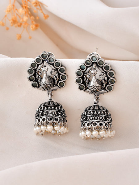 Peacock Grace Dandiya Jhumka Earrings