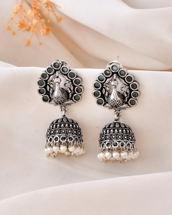 Peacock Grace Dandiya Jhumka Earrings