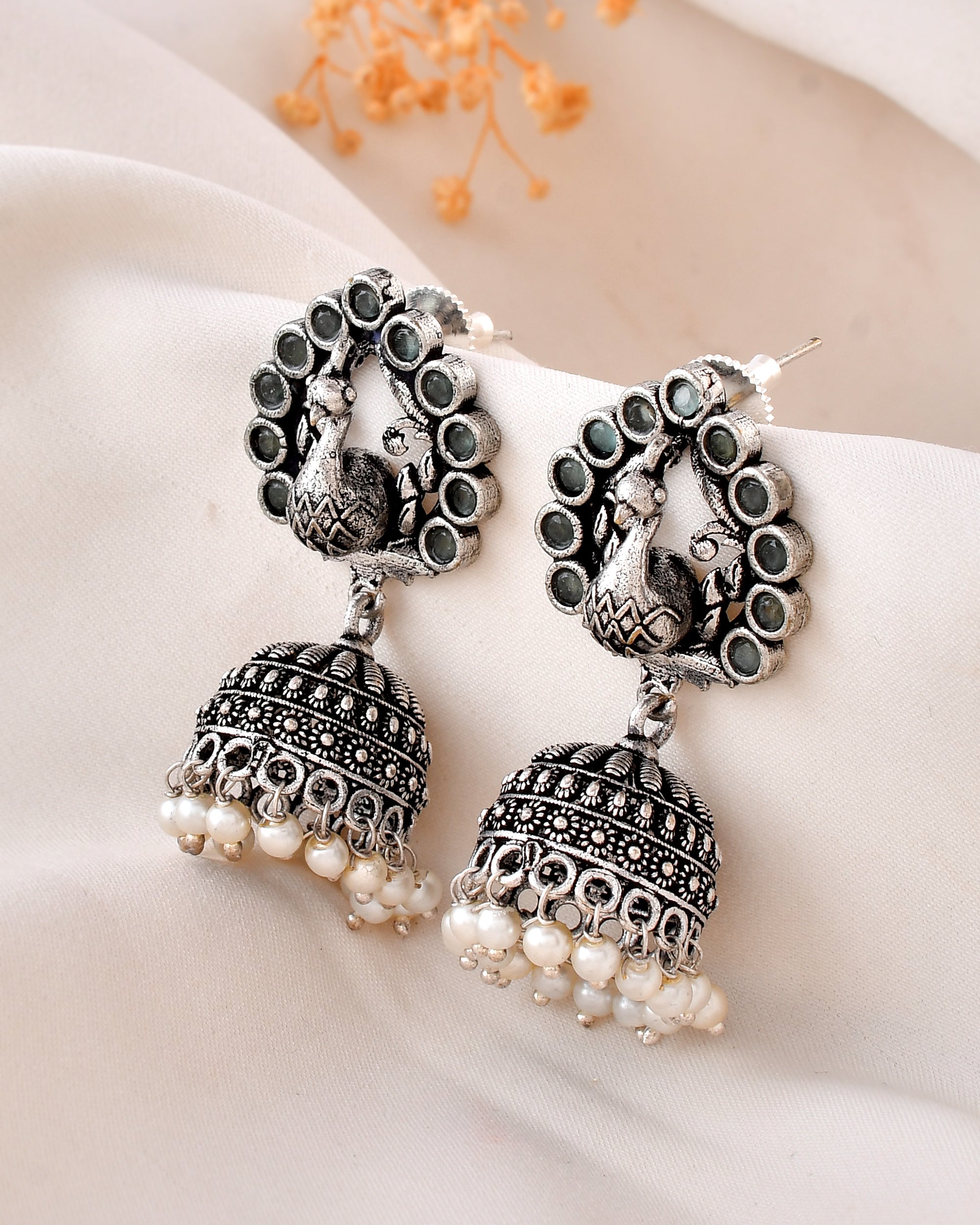 Peacock Grace Dandiya Jhumka Earrings