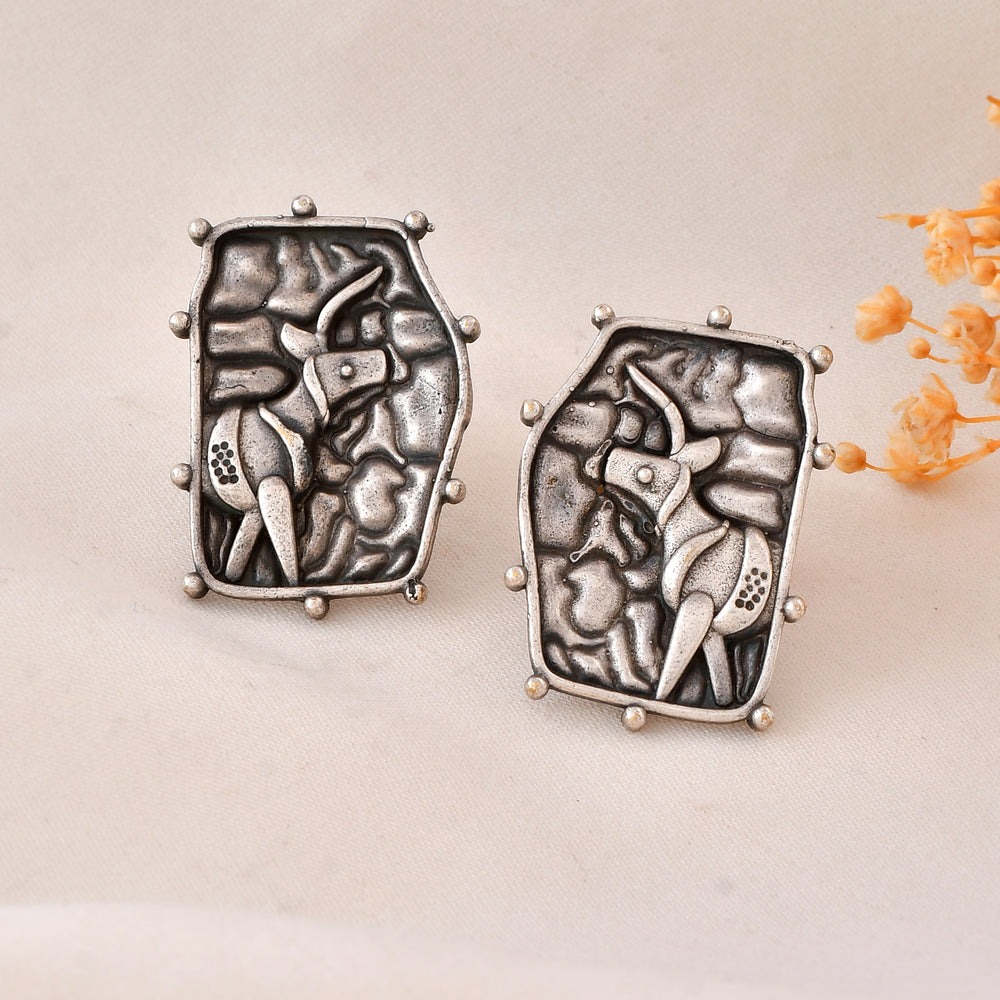 Tribal Deer Dandiya Stud Earrings