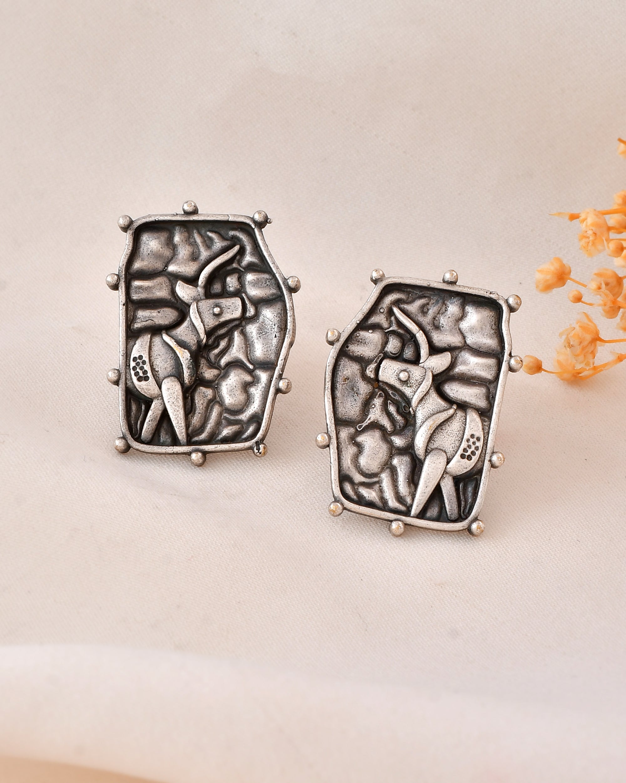 Tribal Deer Dandiya Stud Earrings