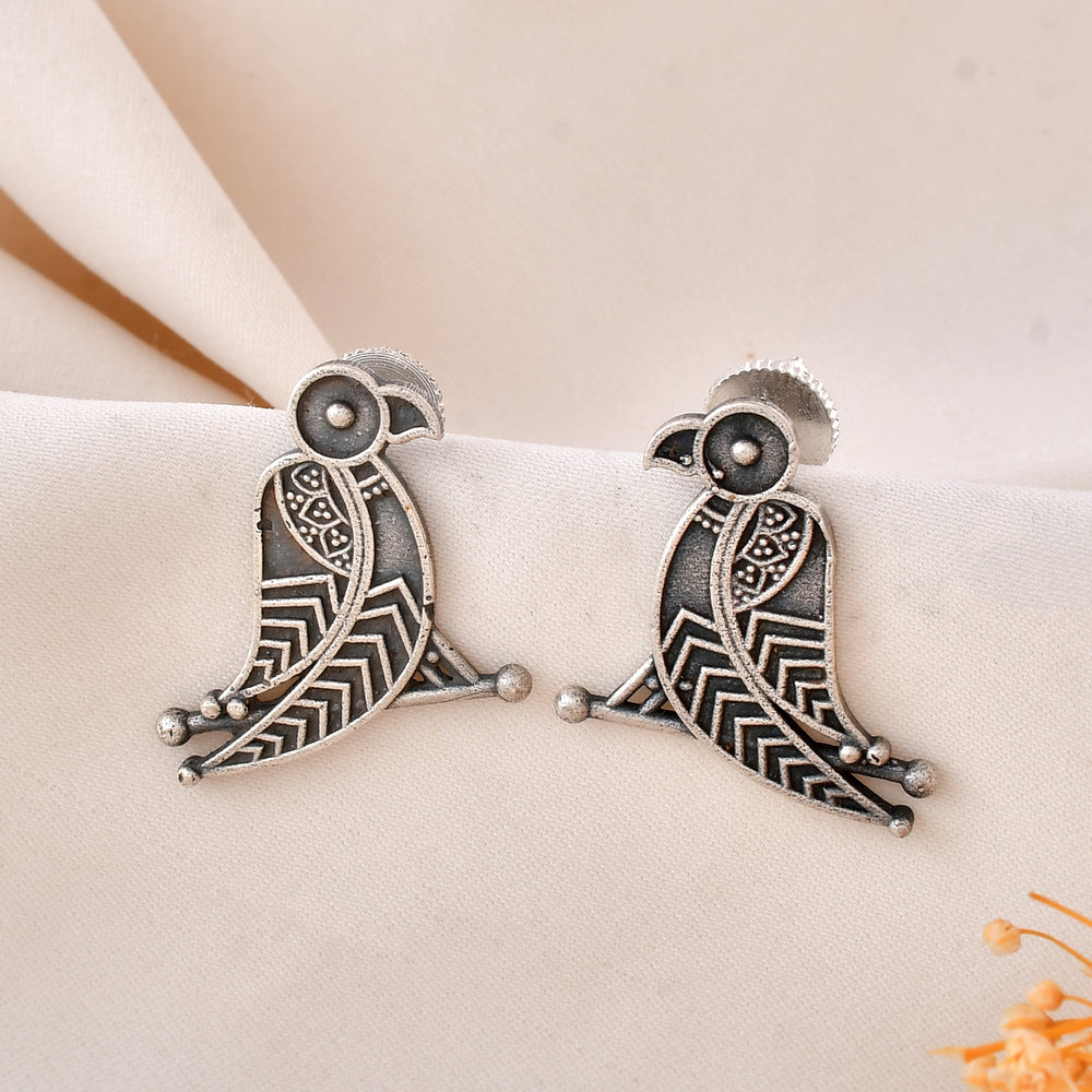 Tribal Parrot Dandiya Stud Earrings