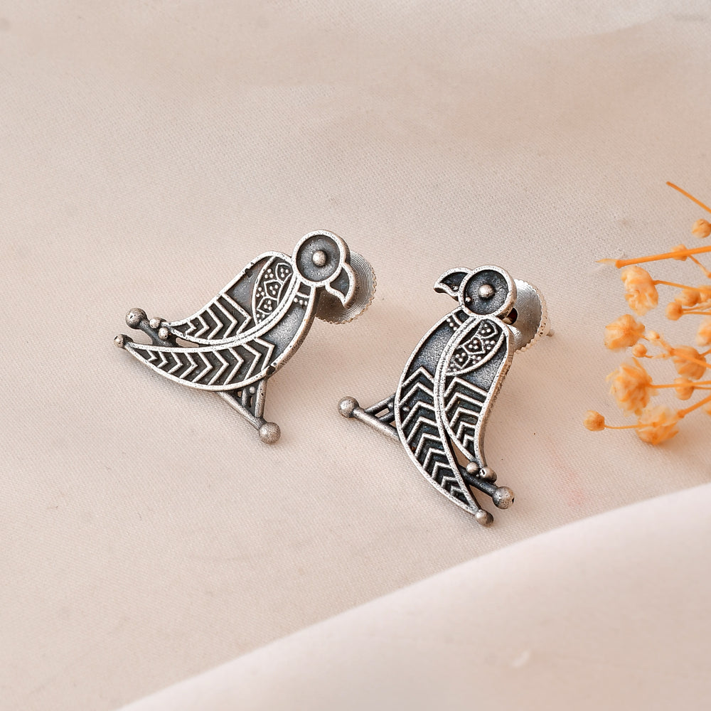 Tribal Parrot Dandiya Stud Earrings