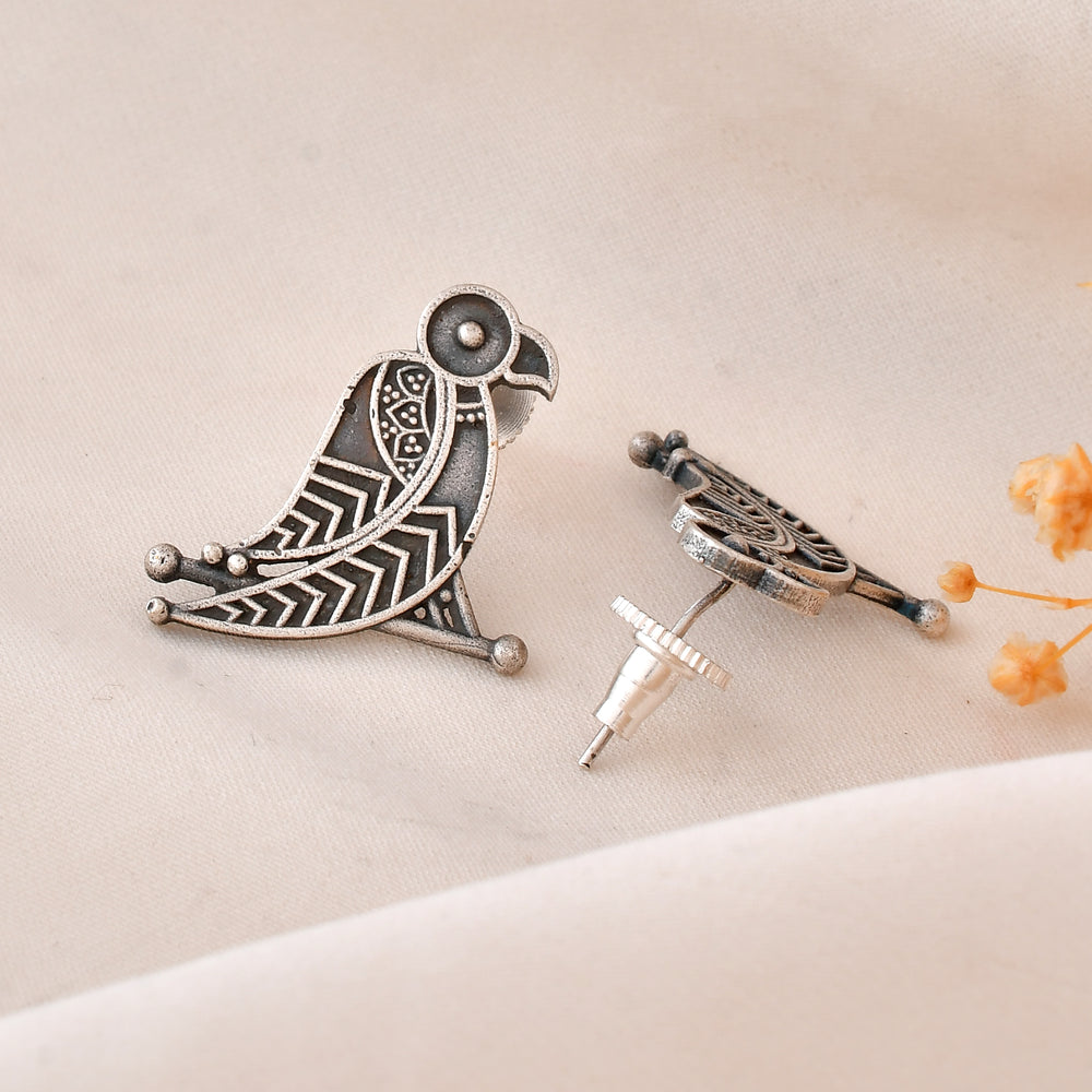 Tribal Parrot Dandiya Stud Earrings