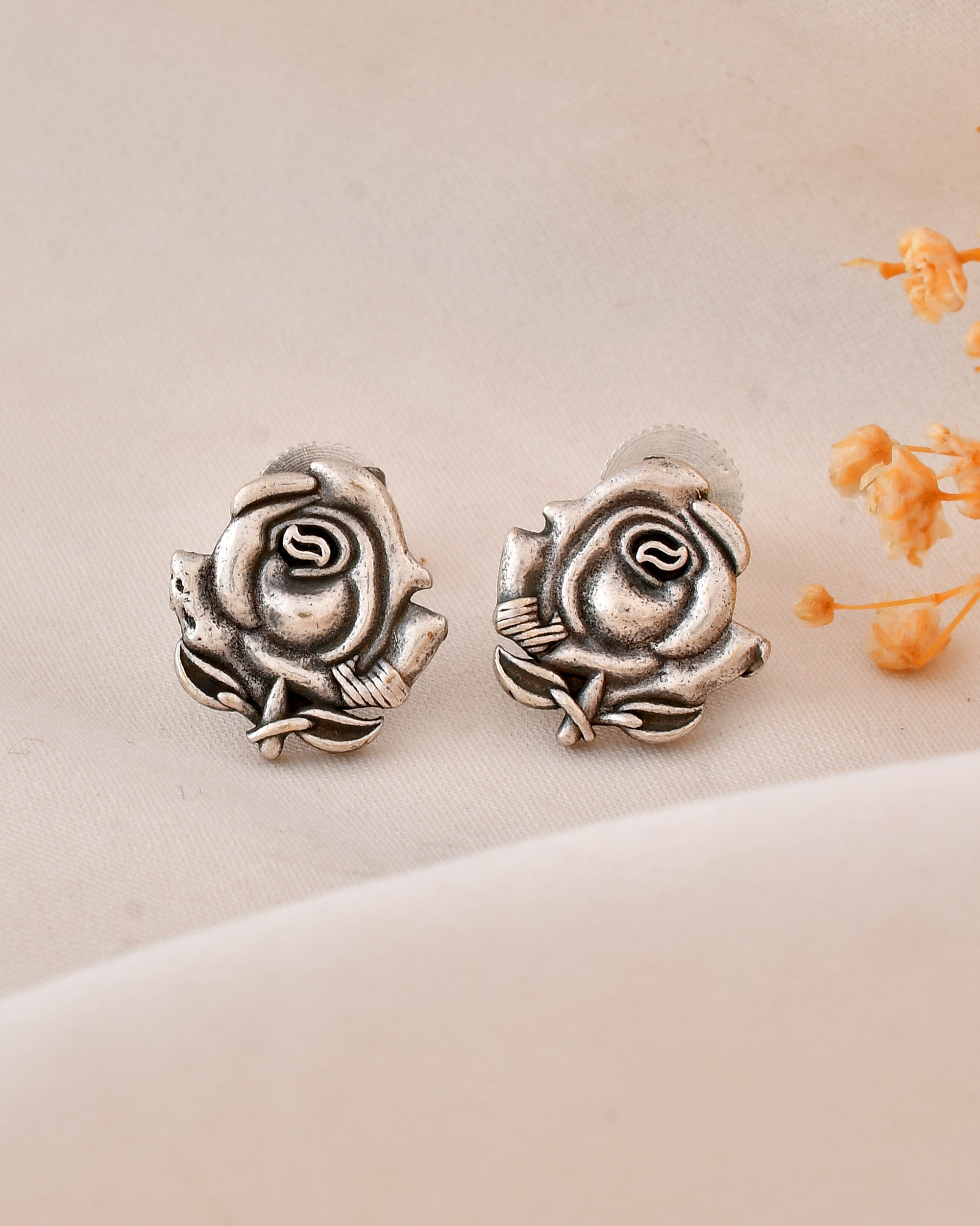 Rose Blossom Dandiya Stud Earrings