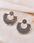 Pearl Crescent Dandiya Hoop Earrings