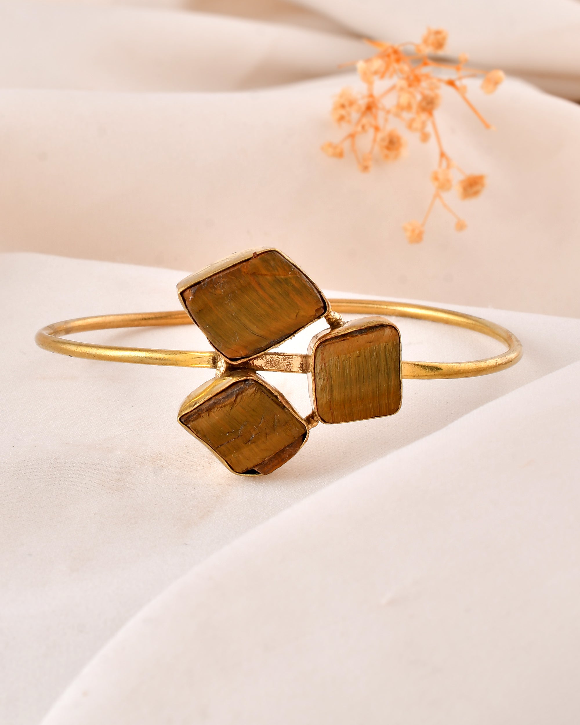 Natural Tiger Eye Adjustable Size Bangle