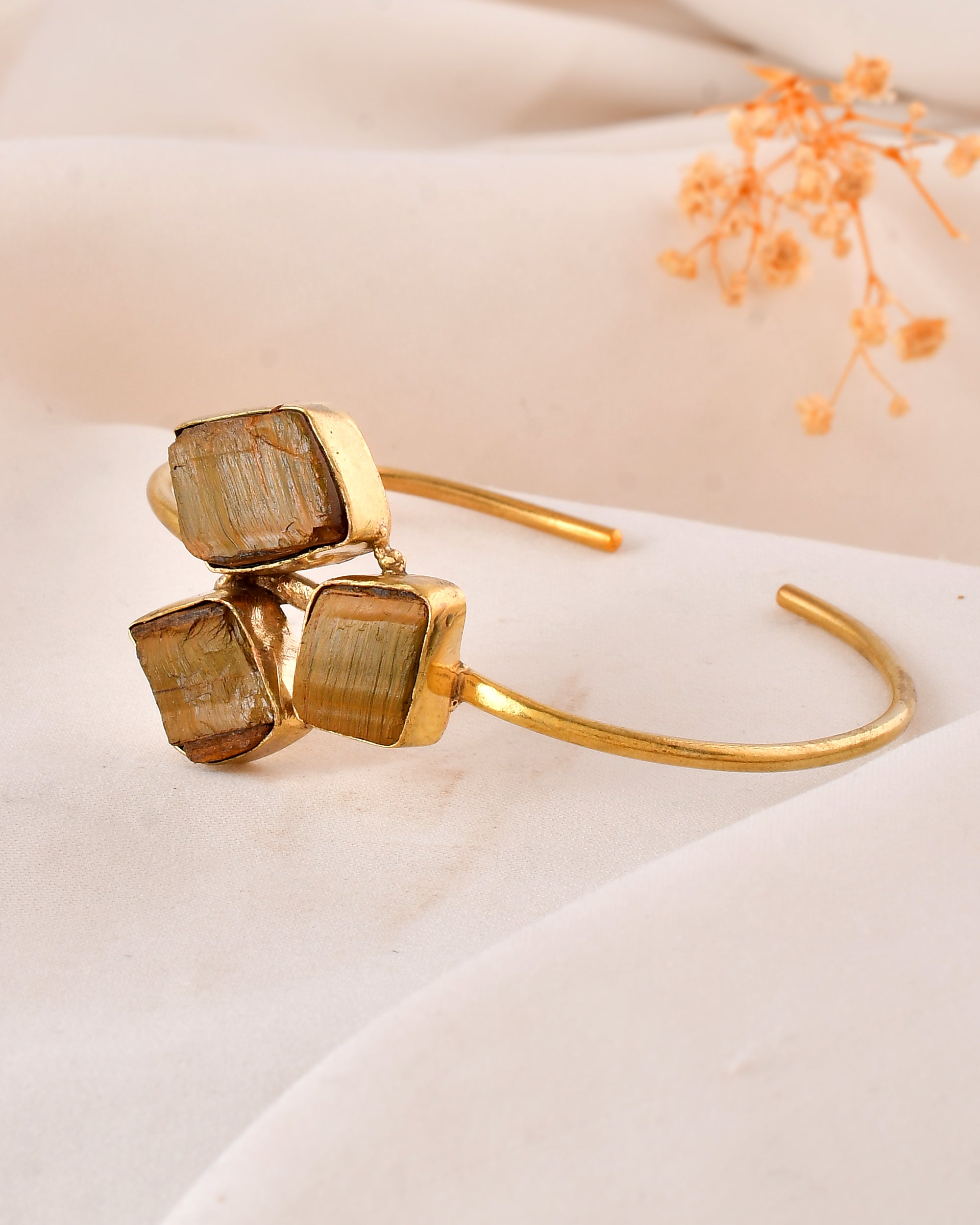 Natural Tiger Eye Adjustable Size Bangle