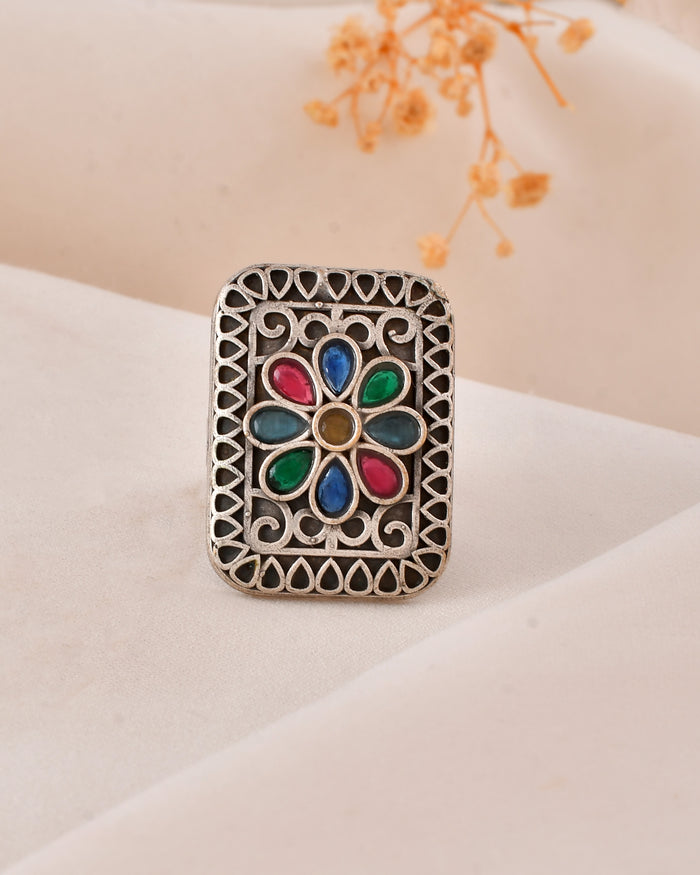 Rangoli Bloom Dandiya Statement Ring