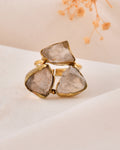 Rose Quartz Dandiya Statement Ring