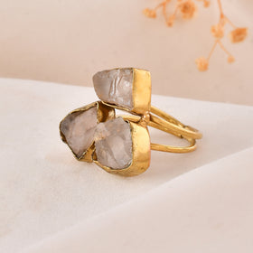 Rose Quartz Dandiya Statement Ring