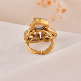 Rose Quartz Dandiya Statement Ring
